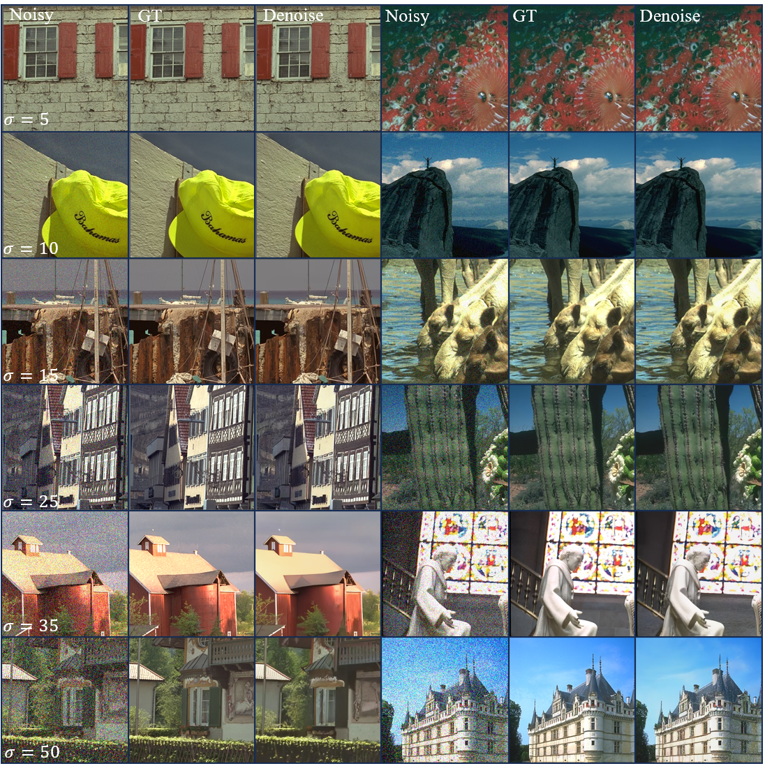 Image denoising results using a pretrained diffusion model.